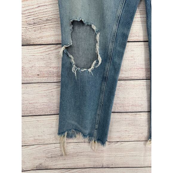 We the Free People Straight Leg Distressed Jeans Women's Size 28 Blue - Picture 5 of 13